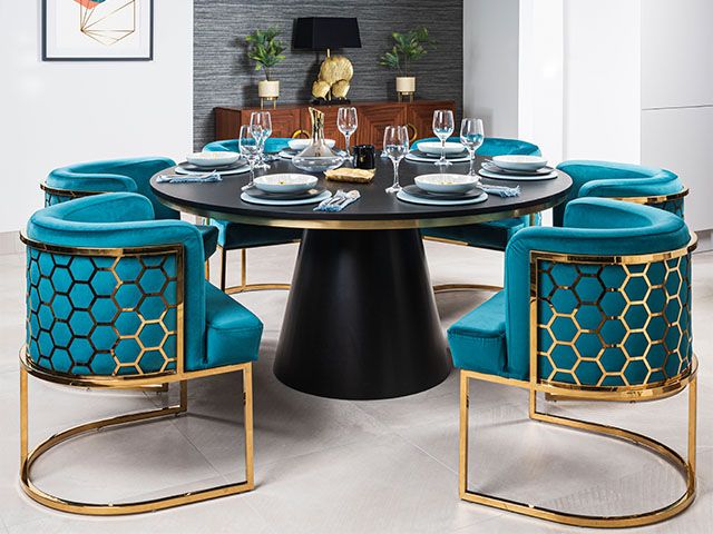 teal dining chairs