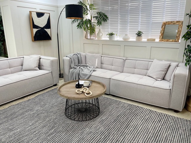 Grey sofas in living room