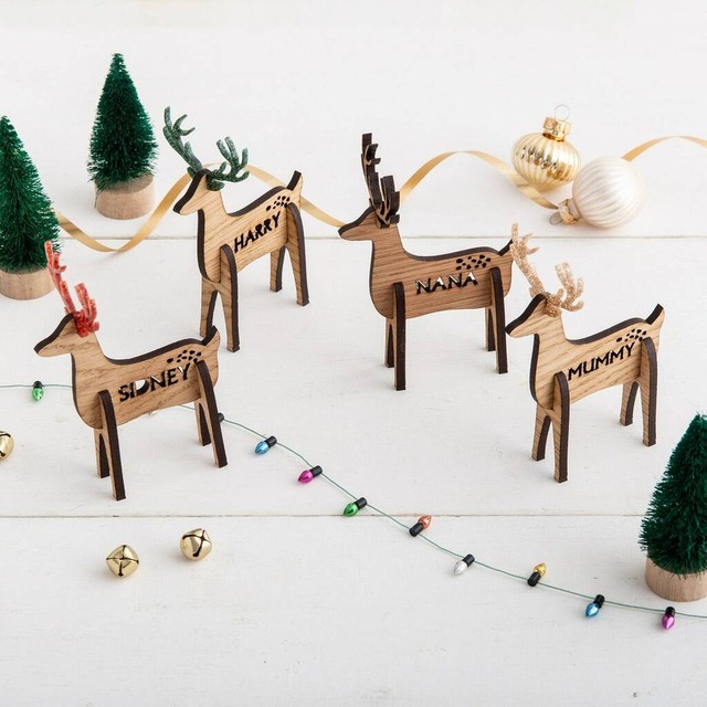 3D reindeer personalise place settings for Christmas