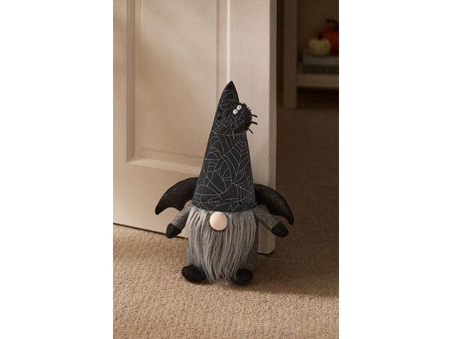 Halloween gonk doorstop in bat uniform with long grey beard 