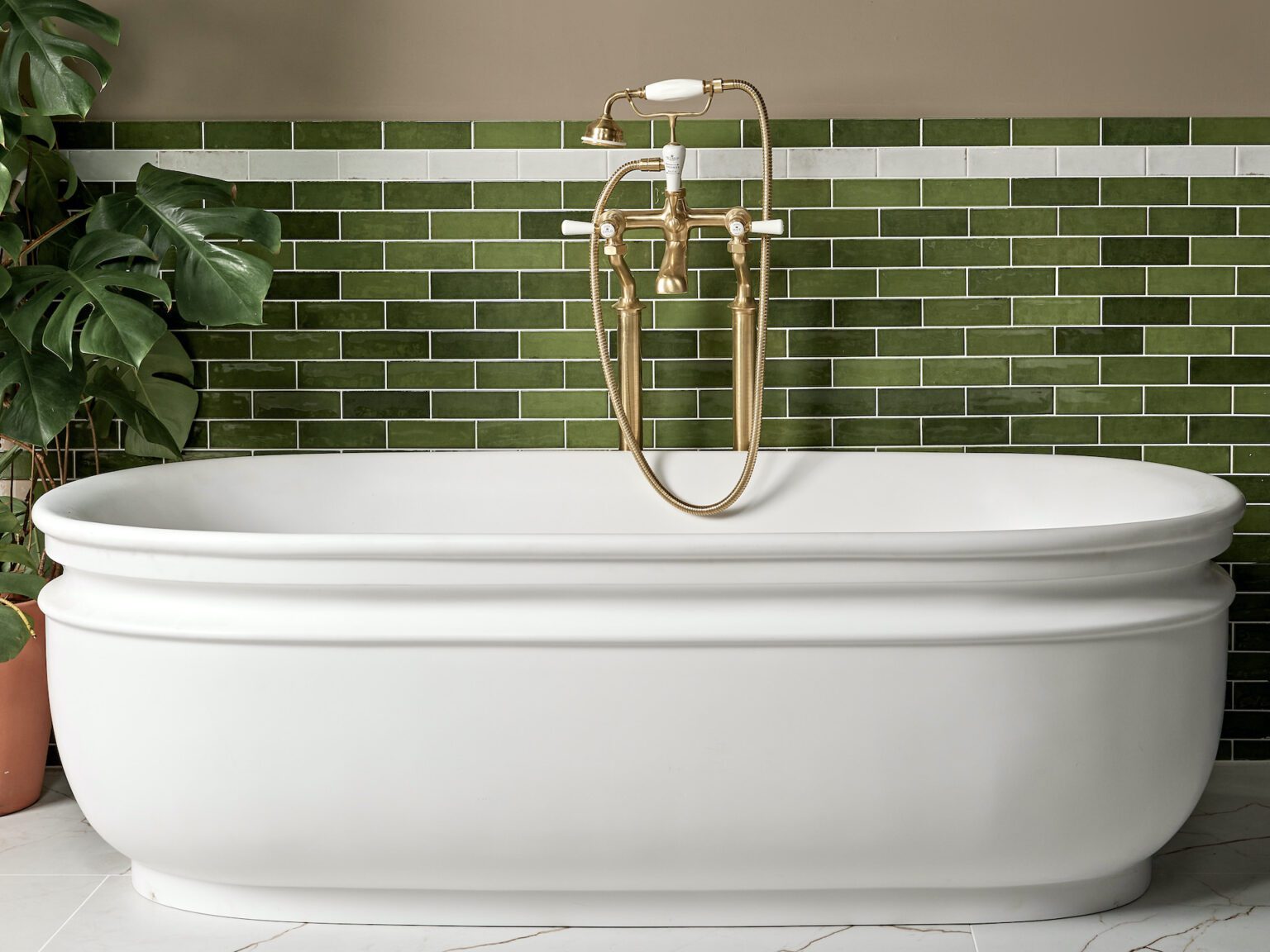 5 Bathroom Tile Trends For 2024 Goodhomes Magazine Goodhomes Magazine   Petite Piccolo Olive Green Gloss And White Gloss Stripes And Margots Earth And Floor In Soprano Noble CREDIT BC DESIGNS BATH 1 2 1536x1152 