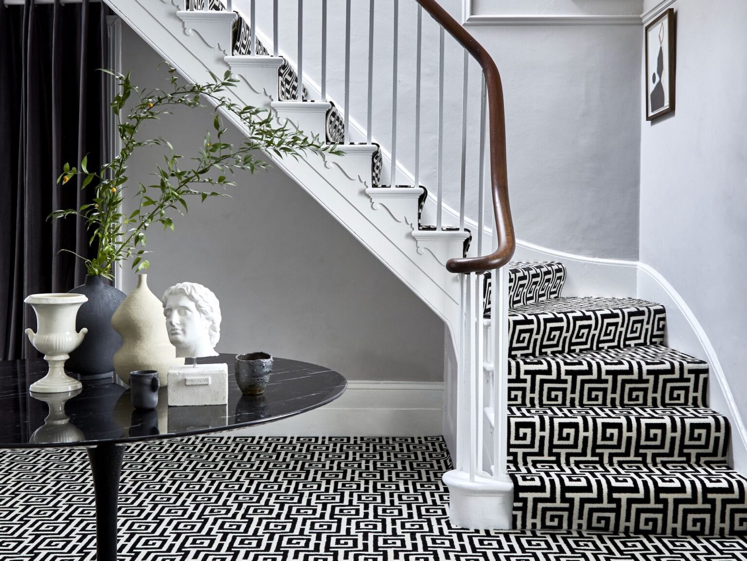 Stair Carpet Trends 2024 That Raise The Style Stakes Goodhomes Magazine   Carpetright Columbus Slate Greek Key Carpet 49.99m2 1536x1153 