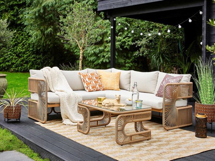 Consider geometric rattan pieces to elevate your garden