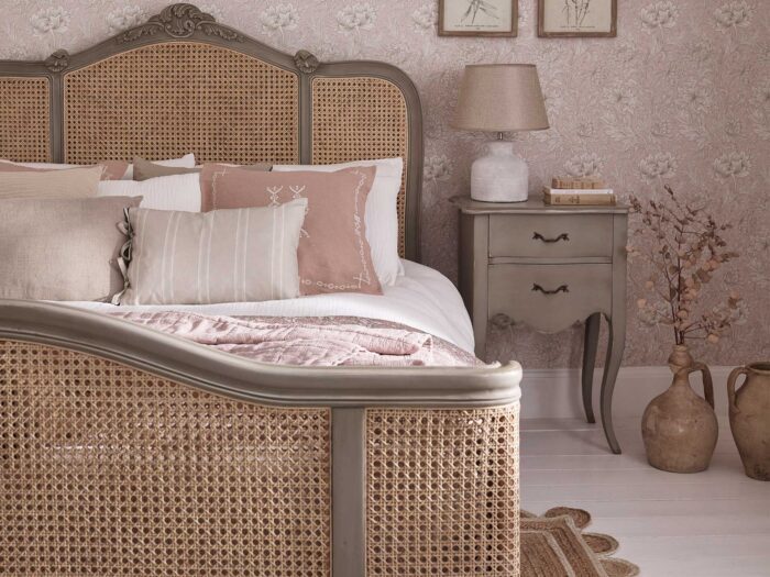 For a classic riff on rattan furniture try the French bedroom headboards