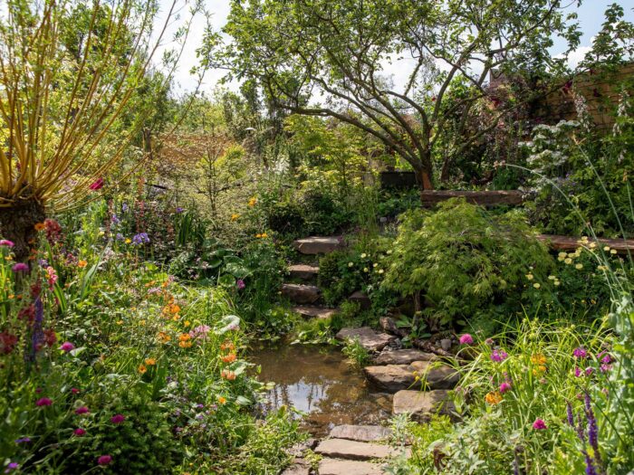 Consider a flood resistant border as seen here at the RHS Chelsea Flower Show 2024