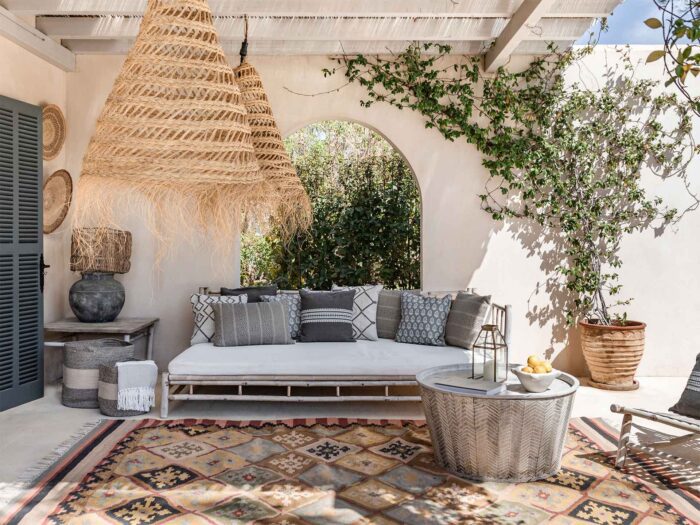 Think about your outside space when it comes to how to choose the right rug