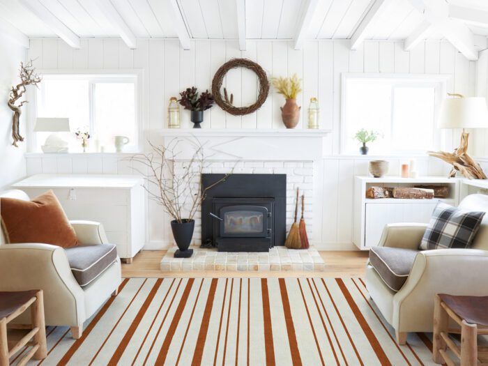 Patterned rugs are a wonderful way to introduce striking pattern, and lean in to the brown interiors trend