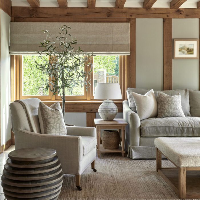 Pale shades keep it light in a room that might otherwise feel too dark