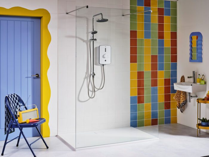 Bright tiles make for an original bathroom 