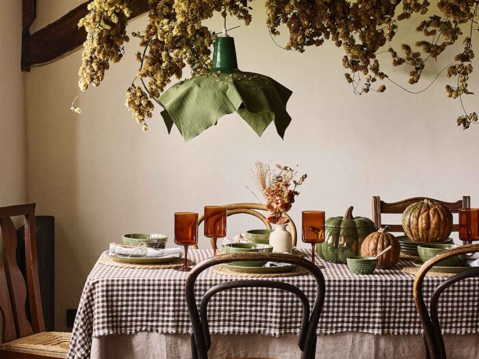 George Home has a great selection of gingham tablecloths and autumnal hues in their tableware