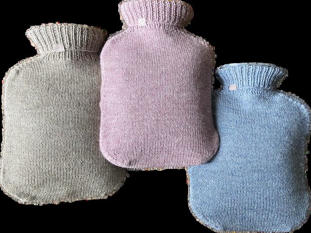 Beige pink and blue alpaca water bottles on black background