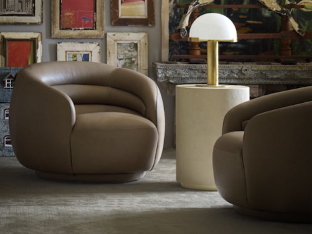 Leather swivel armchairs in a living room