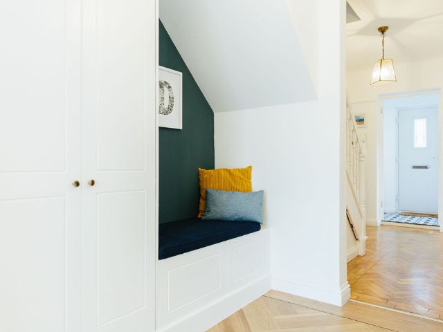 Reading nook under the stairs