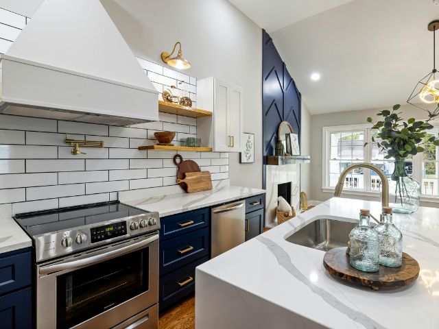 Dishwasher in a blue kitchen