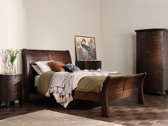 Dark wood vintage style bed from Barker and Stonehouse