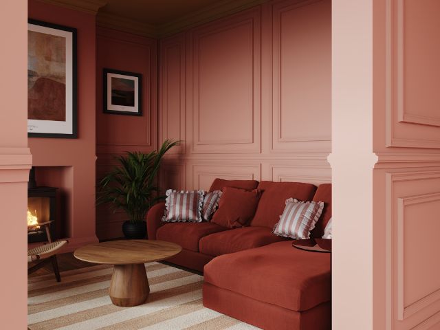 pink and red living room