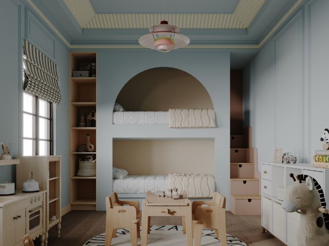 pale blue children's bedroom