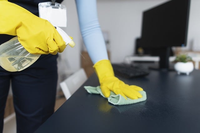 Woman cleaning sides